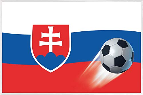 1art1 Fußball Poster Plakat | Bild und Kunststoff-Rahmen - Slowakei Länder-Flagge (91 x 61cm) von 1art1