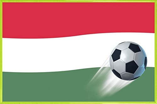 1art1 Fußball Poster Plakat | Bild und Kunststoff-Rahmen - Ungarn Länder-Flagge (91 x 61cm) von 1art1