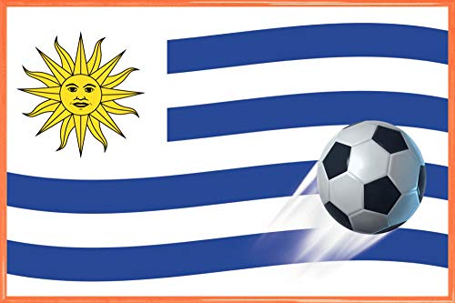 1art1 Fußball Poster Plakat | Bild und Kunststoff-Rahmen - Uruguay Länder-Flagge (91 x 61cm) von 1art1