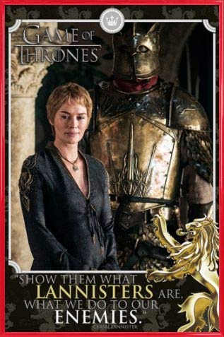 1art1 Game of Thrones Poster Plakat | Bild und Kunststoff-Rahmen - Cersei Lannister, Zeig Ihnen was Wir Lannisters Mit Unseren Feinden Machen (91 x 61cm) von 1art1