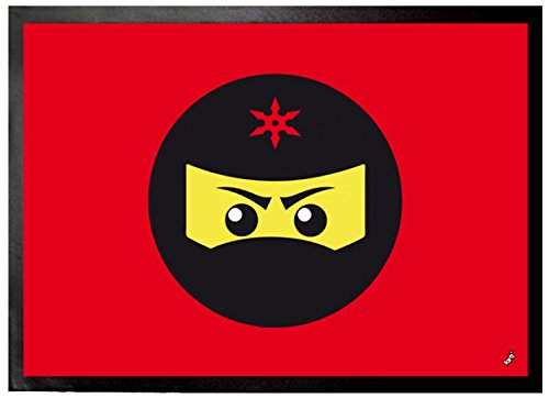 1art1 Gaming Ninja Icon, Rot Fußmatte Dekomatte Innenbereich | Design Türmatte 70x50 cm von 1art1