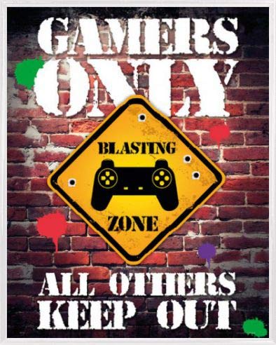 1art1 Gaming Poster Mini-Poster und Kunststoff-Rahmen - Gamers Only, All Others Keep Out (50 x 40cm) von 1art1