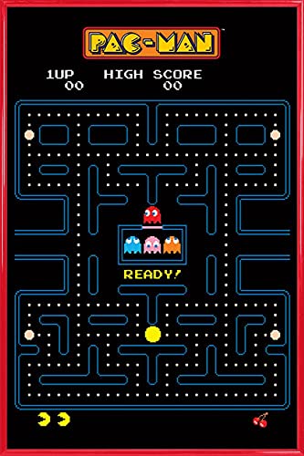 1art1 Gaming Poster Plakat | Bild und Kunststoff-Rahmen - Pac-Man Labyrinth (91 x 61cm) von 1art1