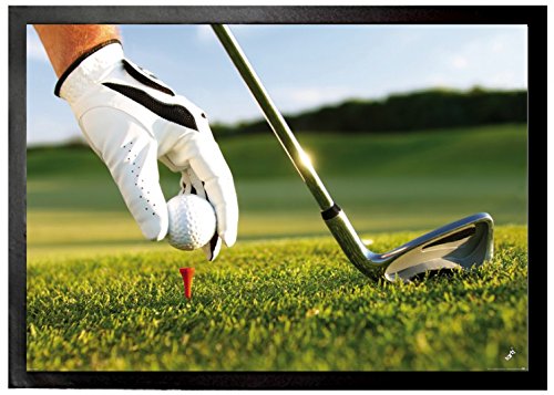 1art1 Golf Der Perfekte Schwung In Den Tag Fußmatte Dekomatte Innenbereich | Design Türmatte 70x50 cm von 1art1