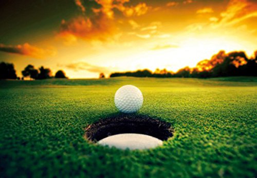 1art1 Golf Golfball An Der Loch-Kante, 3-Teilig Selbstklebende Fototapete Poster-Tapete 360x250 cm von 1art1