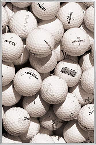 1art1 Golf Poster Plakat | Bild und Kunststoff-Rahmen - Golfbälle, Sepia (91 x 61cm) von 1art1