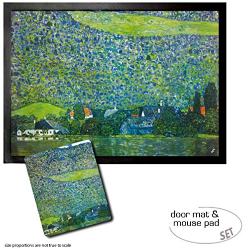 1art1 Gustav Klimt, Litzlberg Am Attersee, 1915 Fußmatte Dekomatte Innenbereich | Design Türmatte (70x50 cm) + Mauspad (23x19 cm) Geschenkset von 1art1