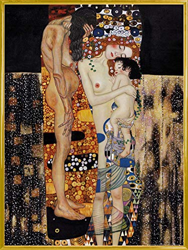 1art1 Gustav Klimt Poster Kunstdruck Bild und Kunststoff-Rahmen - Die DREI Lebensalter Der Frau, 1905 (80 x 60cm) von 1art1