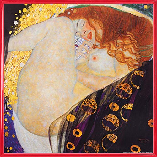 1art1 Gustav Klimt Poster Kunstdruck Bild und Kunststoff-Rahmen - Danaë, 1907 (40 x 40cm) von 1art1