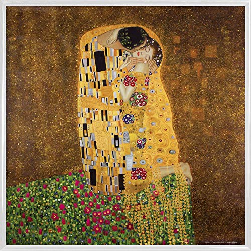 1art1 Gustav Klimt Poster Kunstdruck Bild und Kunststoff-Rahmen - Der Kuß II (40 x 40cm) von 1art1