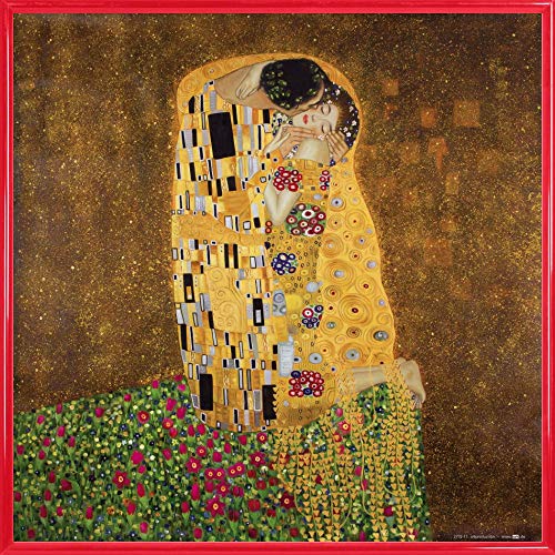 1art1 Gustav Klimt Poster Kunstdruck Bild und Kunststoff-Rahmen - Der Kuß II (40 x 40cm) von 1art1