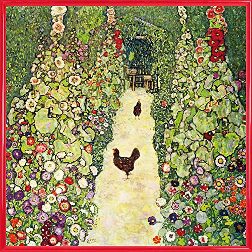 1art1 Gustav Klimt Poster Kunstdruck Bild und Kunststoff-Rahmen - Gartenweg Mit Hühnern, 1916 (40 x 40cm) von 1art1