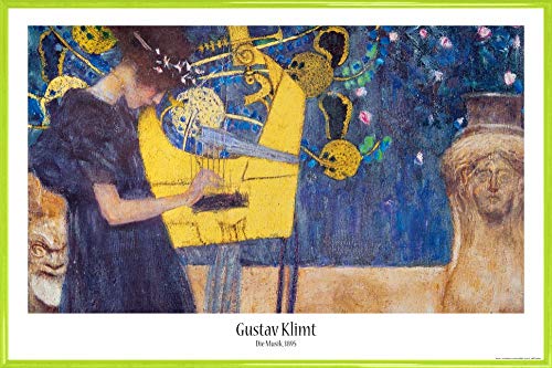 1art1 Gustav Klimt Poster Plakat | Bild und Kunststoff-Rahmen - Die Musik, 1895 (91 x 61cm) von 1art1