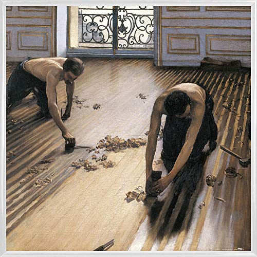 1art1 Gustave Caillebotte Poster Kunstdruck Bild und Kunststoff-Rahmen - Die Parkettschleifer, 1875 (40 x 40cm) von 1art1