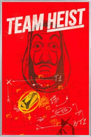 1art1 Haus des Geldes Poster Plakat | Bild und Kunststoff-Rahmen - Team Heist (91 x 61cm) von 1art1