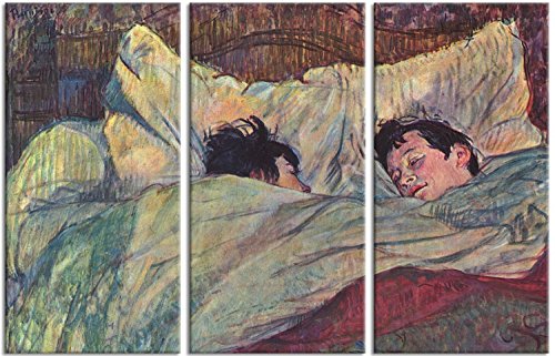 1art1 Henri De Toulouse-Lautrec Poster Das Bett, 1893, 3-Teilig Bilder Leinwand-Bild Auf Keilrahmen | XXL-Wandbild Poster Kunstdruck Als Leinwandbild 180x120 cm von 1art1