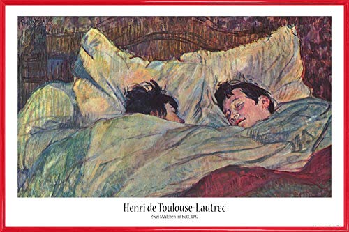 1art1 Henri De Toulouse-Lautrec Poster Plakat | Bild und Kunststoff-Rahmen - Das Bett, 1893 (91 x 61cm) von 1art1