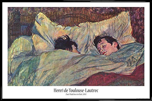 1art1 Henri De Toulouse-Lautrec Poster Plakat | Bild und Kunststoff-Rahmen - Das Bett, 1893 (91 x 61cm) von 1art1