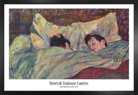 1art1 Henri De Toulouse-Lautrec Poster Plakat | Bild und MDF-Rahmen - Das Bett, 1893 (91 x 61cm) von 1art1