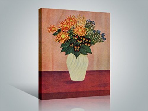 1art1 Henri Rousseau Poster Blumen In Einer Vase, 1910 Bilder Leinwand-Bild Auf Keilrahmen | XXL-Wandbild Poster Kunstdruck Als Leinwandbild 80x60 cm von 1art1