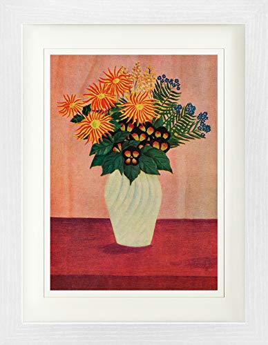 1art1 Henri Rousseau Poster Blumen In Einer Vase, 1910 Gerahmtes Bild Mit Edlem Passepartout | Wand-Bilder | Im Bilderrahmen 40x30 cm von 1art1