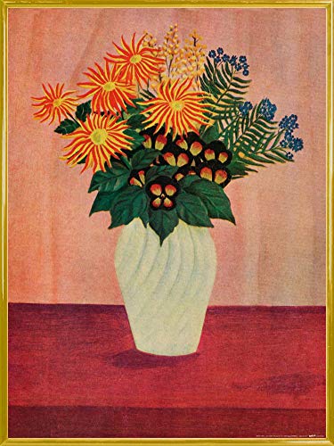 1art1 Henri Rousseau Poster Kunstdruck Bild und Kunststoff-Rahmen - Blumen In Einer Vase, 1910 (80 x 60cm) von 1art1