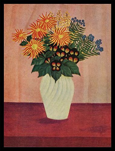 Henri Rousseau Poster Kunstdruck Bild und MDF-Rahmen Schwarz - Blumen In Einer Vase, 1910 (80 x 60cm) von 1art1