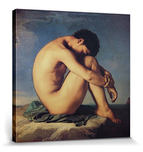 1art1 Hippolyte Flandrin Poster Jüngling Am Meeresufer, 1836 Bilder Leinwand-Bild Auf Keilrahmen | XXL-Wandbild Poster Kunstdruck Als Leinwandbild 70x70 cm von 1art1