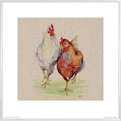 1art1 Hühner Poster Kunstdruck Bild und Kunststoff-Rahmen - Ethel & Mabel, Jane Bannon (40 x 40cm) von 1art1