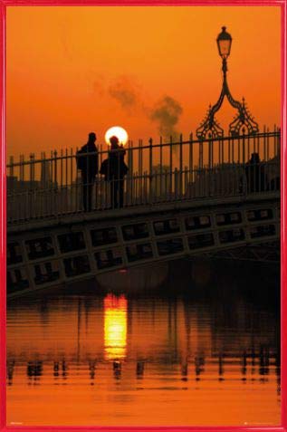 1art1 Irland Poster Plakat | Bild und Kunststoff-Rahmen - Dublin, Halfpenny Bridge Portrait (91 x 61cm) von 1art1