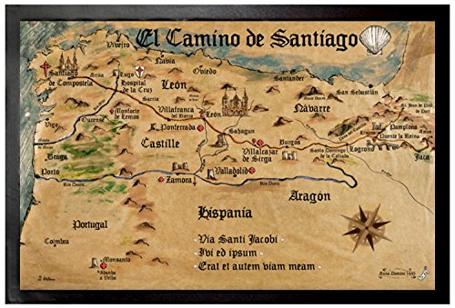 1art1 Jakobsweg EL Camino De Santiago Anno 1445, Jon Mellenthin Fußmatte Dekomatte Innenbereich | Design Türmatte 60x40 cm von 1art1