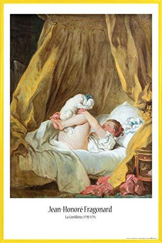 1art1 Jean-Honoré Fragonard Poster Plakat | Bild und Kunststoff-Rahmen - La Gimblette, Mädchen Mit Hund, 1770-1775 (91 x 61cm) von 1art1