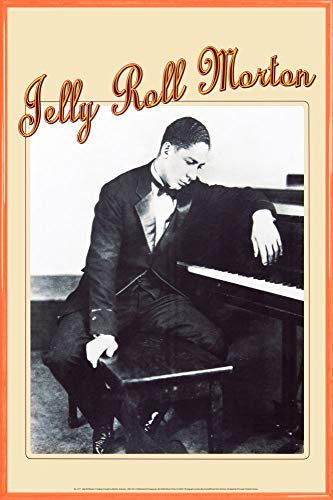 1art1 Jelly Roll Morton Poster Plakat | Bild und Kunststoff-Rahmen - Piano, Ferdinand Joseph La Menthe (91 x 61cm) von 1art1