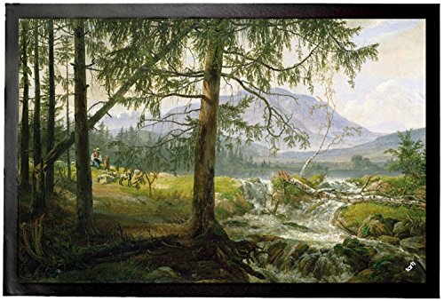 1art1 Johan Christian Dahl Nordische Landschaft, 1822 Fußmatte Dekomatte Innenbereich | Design Türmatte 60x40 cm von 1art1