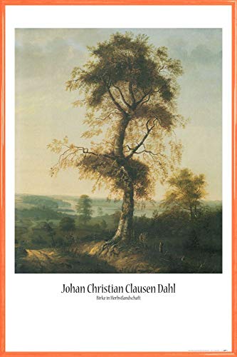 1art1 Johan Christian Dahl Poster Plakat | Bild und Kunststoff-Rahmen - Birke In Herbstlandschaft (91 x 61cm) von 1art1