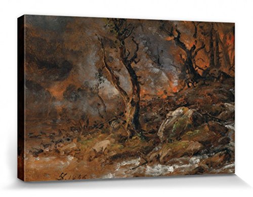 1art1 Johan Christian Dahl Poster Von Feuer Glosender Wald, 1846 Bilder Leinwand-Bild Auf Keilrahmen | XXL-Wandbild Poster Kunstdruck Als Leinwandbild 30x20 cm von 1art1