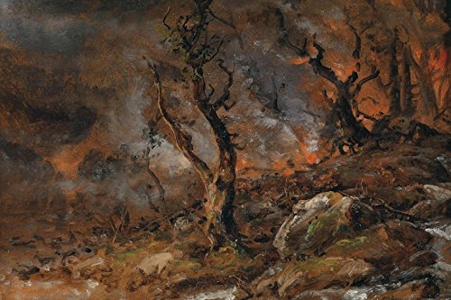 1art1 Johan Christian Dahl Von Feuer Glosender Wald, 1846 Selbstklebende Fototapete Poster-Tapete 180x120 cm von 1art1