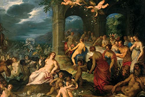 1art1 Johannes Rottenhammer Poster Die Hochzeit Von Neptun Und Amphitrite, 1600 Bilder Leinwand-Bild Auf Keilrahmen | XXL-Wandbild Poster Kunstdruck Als Leinwandbild 180x120 cm von 1art1