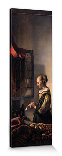 1art1 Johannes Vermeer Poster Brieflesendes Mädchen Am Offenen Fenster, 1657–1659 Bilder Leinwand-Bild Auf Keilrahmen | XXL-Wandbild Poster Kunstdruck Als Leinwandbild 120x40 cm von 1art1