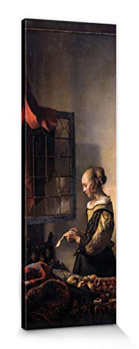 1art1 Johannes Vermeer Poster Brieflesendes Mädchen Am Offenen Fenster, 1657–1659 Bilder Leinwand-Bild Auf Keilrahmen | XXL-Wandbild Poster Kunstdruck Als Leinwandbild 150x50 cm von 1art1