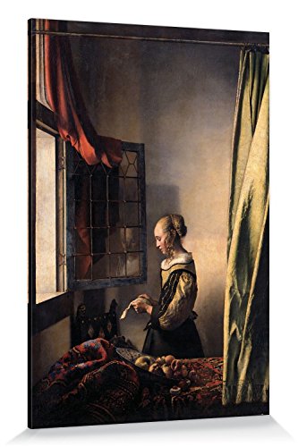 1art1 Johannes Vermeer Poster Brieflesendes Mädchen Am Offenen Fenster, 1657–1659 Bilder Leinwand-Bild Auf Keilrahmen | XXL-Wandbild Poster Kunstdruck Als Leinwandbild 180x120 cm von 1art1
