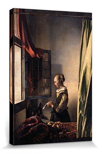 1art1 Johannes Vermeer Poster Brieflesendes Mädchen Am Offenen Fenster, 1657–1659 Bilder Leinwand-Bild Auf Keilrahmen | XXL-Wandbild Poster Kunstdruck Als Leinwandbild 30x20 cm von 1art1