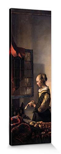 1art1 Johannes Vermeer Poster Brieflesendes Mädchen Am Offenen Fenster, 1657–1659 Bilder Leinwand-Bild Auf Keilrahmen | XXL-Wandbild Poster Kunstdruck Als Leinwandbild 90x30 cm von 1art1