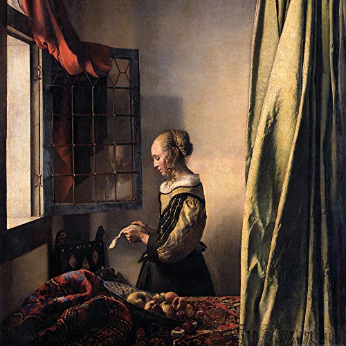 1art1 Johannes Vermeer Poster Brieflesendes Mädchen Am Offenen Fenster, 1657–1659 Kunstdruck Bild 100x100 cm von 1art1