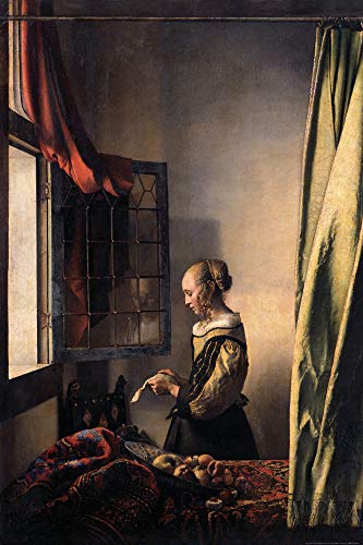 1art1 Johannes Vermeer Poster Brieflesendes Mädchen Am Offenen Fenster, 1657–1659 Kunstdruck Bild 120x80 cm von 1art1