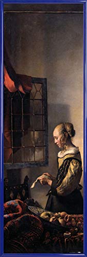 1art1 Johannes Vermeer Poster Kunstdruck Bild und Kunststoff-Rahmen - Brieflesendes Mädchen Am Offenen Fenster, 1657–1659 (91 x 30cm) von 1art1