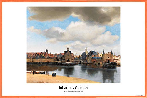 1art1 Johannes Vermeer Poster Plakat | Bild und Kunststoff-Rahmen - Ansicht Von Delft, 1660–1661 (91 x 61cm) von 1art1