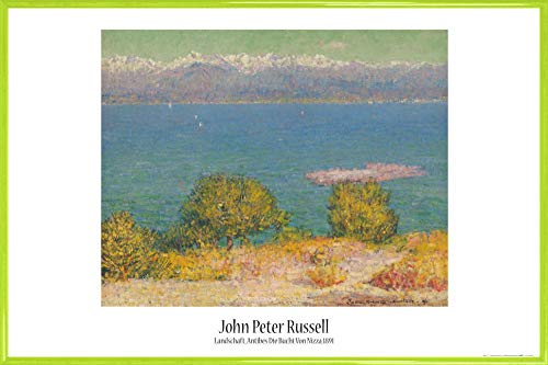 1art1 John Peter Russell Plakat | Bild und Kunststoff-Rahmen - Landschaft, Antibes, Die Bucht Von Nizza, 1891 (91 x 61cm) von 1art1