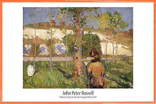 1art1 John Peter Russell Poster Plakat | Bild und Kunststoff-Rahmen - Madame Sisley Am Ufer des Loing Bei Moret, 1887 (91 x 61cm) von 1art1