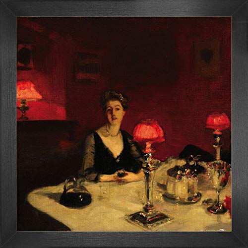 1art1 John Singer Sargent Poster Kunstdruck Bild und MDF-Rahmen - Le Verre De Porto, A Dinner Table at Night, 1884 (40 x 40cm) von 1art1